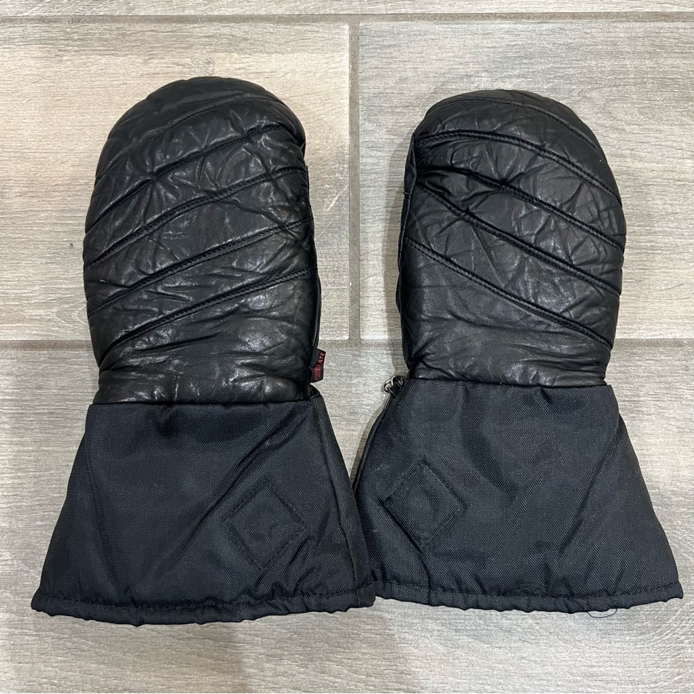 Vintage MTA Pro Black Genuine Leather Lined Men’s Mitten Gloves Men’s Size M